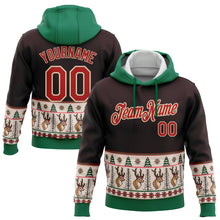 Load image into Gallery viewer, Custom Stitched Brown Red Cream-Kelly Green Christmas 3D Sports Pullover Sweatshirt Hoodie
