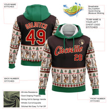 Load image into Gallery viewer, Custom Stitched Brown Red Cream-Kelly Green Christmas 3D Sports Pullover Sweatshirt Hoodie
