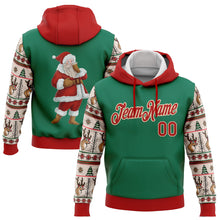 Load image into Gallery viewer, Custom Stitched Kelly Green Red-Cream Christmas 3D Sports Pullover Sweatshirt Hoodie
