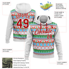 Load image into Gallery viewer, Custom Stitched White Red Christmas 3D Sports Pullover Sweatshirt Hoodie
