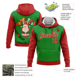 Custom Stitched Grass Green Red-Cream Funny Christmas 3D Sports Pullover Sweatshirt Hoodie