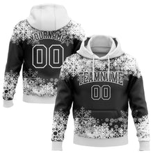 Load image into Gallery viewer, Custom Stitched Black White Christmas Snowflakes 3D Sports Pullover Sweatshirt Hoodie
