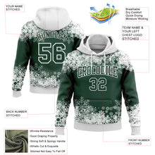 Load image into Gallery viewer, Custom Stitched Green White Christmas Snowflakes 3D Sports Pullover Sweatshirt Hoodie
