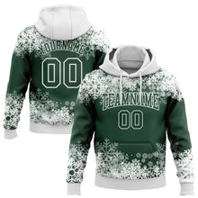 Load image into Gallery viewer, Custom Stitched Green White Christmas Snowflakes 3D Sports Pullover Sweatshirt Hoodie
