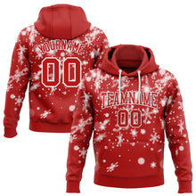 Load image into Gallery viewer, Custom Stitched Red White Christmas Snowflakes 3D Sports Pullover Sweatshirt Hoodie
