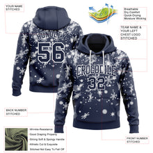 Load image into Gallery viewer, Custom Stitched Navy White Christmas Snowflakes 3D Sports Pullover Sweatshirt Hoodie
