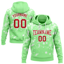 Load image into Gallery viewer, Custom Stitched Pea Green Red-White Christmas Snowflakes 3D Sports Pullover Sweatshirt Hoodie
