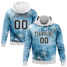 Load image into Gallery viewer, Custom Stitched Panther Blue Black-White Christmas Snowflakes 3D Sports Pullover Sweatshirt Hoodie
