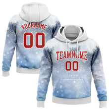 Load image into Gallery viewer, Custom Stitched Light Blue Red-White Christmas Snowflakes 3D Sports Pullover Sweatshirt Hoodie
