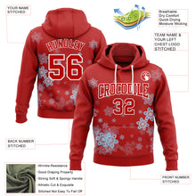 Load image into Gallery viewer, Custom Stitched Red White Christmas Snowflakes 3D Sports Pullover Sweatshirt Hoodie
