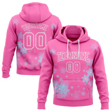 Load image into Gallery viewer, Custom Stitched Pink White Christmas Snowflakes 3D Sports Pullover Sweatshirt Hoodie
