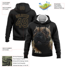 Load image into Gallery viewer, Custom Stitched Black Old Gold 3D Pattern Design American Bullydog Sports Pullover Sweatshirt Hoodie
