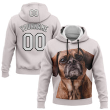 Load image into Gallery viewer, Custom Stitched White Black 3D Pattern Design Puggle Sports Pullover Sweatshirt Hoodie
