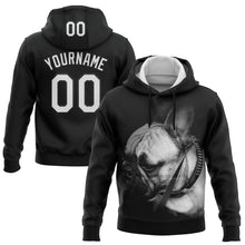 Load image into Gallery viewer, Custom Stitched Black White 3D Pattern Design Bulldog Sports Pullover Sweatshirt Hoodie
