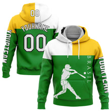 Load image into Gallery viewer, Custom Stitched Grass Green Yellow-Black 3D Brasil Brazilian Flag Sports Pullover Sweatshirt Hoodie
