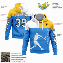 Load image into Gallery viewer, Custom Stitched Powder Blue Yellow-Black 3D Argentina Argentinian Flag Sports Pullover Sweatshirt Hoodie
