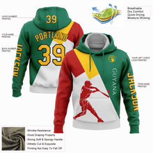 Load image into Gallery viewer, Custom Stitched Kelly Green Gold Red-Black 3D Guyana Guyana Flag Sports Pullover Sweatshirt Hoodie
