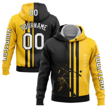 Load image into Gallery viewer, Custom Stitched Gold White-Black 3D Barbados Barbadian Flag Sports Pullover Sweatshirt Hoodie
