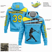 Load image into Gallery viewer, Custom Stitched Sky Blue Light Yellow-Black 3D Saint Lucia Saint Lucian Flag Sports Pullover Sweatshirt Hoodie
