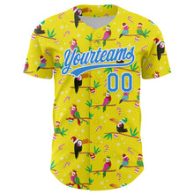 Load image into Gallery viewer, Custom Light Yellow Electric Blue-White 3D Funny Christmas Authentic Baseball Jersey
