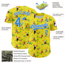 Load image into Gallery viewer, Custom Light Yellow Electric Blue-White 3D Funny Christmas Authentic Baseball Jersey
