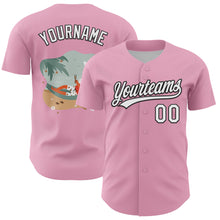 Load image into Gallery viewer, Custom Light Pink White-Black 3D Funny Christmas Authentic Baseball Jersey
