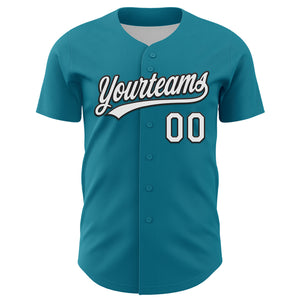 Custom Teal White-Black 3D Funny Christmas Authentic Baseball Jersey