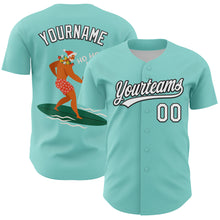 Load image into Gallery viewer, Custom Ice Blue White-Black 3D Funny Christmas Authentic Baseball Jersey
