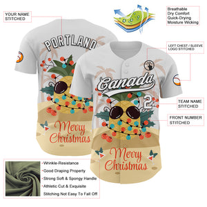 Custom White Black 3D Funny Christmas Authentic Baseball Jersey