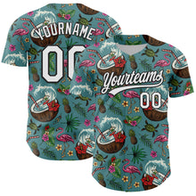 Load image into Gallery viewer, Custom Teal White-Black 3D Funny Christmas Authentic Baseball Jersey
