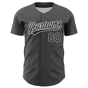 Custom Steel Gray Black-White 3D Pattern Design Black History Month Authentic Baseball Jersey