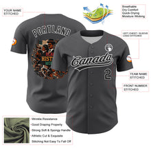 Load image into Gallery viewer, Custom Steel Gray Black-White 3D Pattern Design Black History Month Authentic Baseball Jersey
