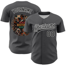 Load image into Gallery viewer, Custom Steel Gray Black-White 3D Pattern Design Black History Month Authentic Baseball Jersey
