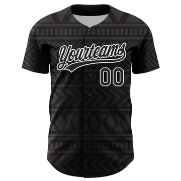 Custom Black White 3D Pattern Design Black History Month Authentic Baseball Jersey