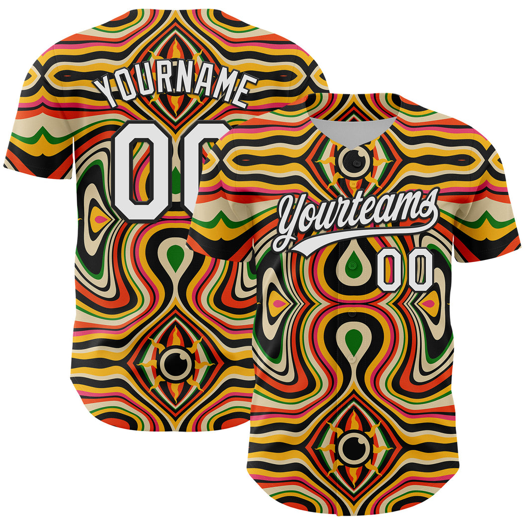 Custom Orange White-Black 3D Pattern Design Black History Month Authentic Baseball Jersey