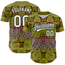 Load image into Gallery viewer, Custom Olive White-Black 3D Pattern Design Black History Month Authentic Salute To Service Baseball Jersey
