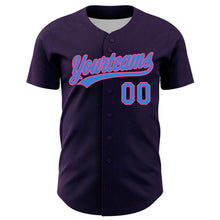 Load image into Gallery viewer, Custom Purple Electric Blue-Pink 3D Love Heart Valentine&#39;s Day Authentic Baseball Jersey
