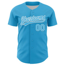 Load image into Gallery viewer, Custom Sky Blue White 3D Love Heart Valentine&#39;s Day Authentic Baseball Jersey
