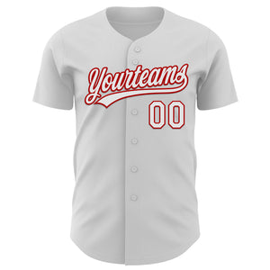 Custom White Red 3D Love Heart Valentine's Day Authentic Baseball Jersey