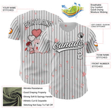 Load image into Gallery viewer, Custom White Black Pinstripe Black 3D Love Heart Valentine&#39;s Day Authentic Baseball Jersey
