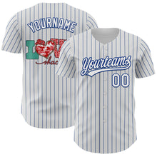 Load image into Gallery viewer, Custom White Royal Pinstripe Royal 3D Love Heart Valentine&#39;s Day Authentic Baseball Jersey
