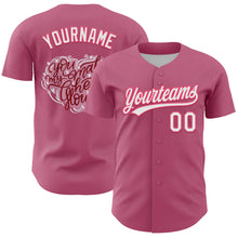 Load image into Gallery viewer, Custom Pink White-Neon Pink 3D Love Heart Valentine&#39;s Day Authentic Baseball Jersey
