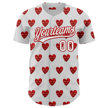 Load image into Gallery viewer, Custom White Red 3D Love Heart Valentine&#39;s Day Authentic Baseball Jersey
