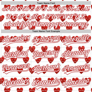 Custom White Red 3D Love Heart Valentine's Day Authentic Baseball Jersey