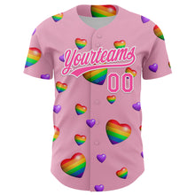 Load image into Gallery viewer, Custom Light Pink Pink-White 3D Love Heart Valentine&#39;s Day Authentic Baseball Jersey
