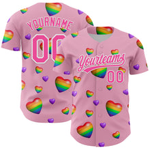 Load image into Gallery viewer, Custom Light Pink Pink-White 3D Love Heart Valentine&#39;s Day Authentic Baseball Jersey
