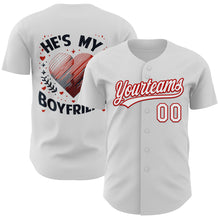 Load image into Gallery viewer, Custom White Red 3D Love Heart Valentine&#39;s Day Authentic Baseball Jersey
