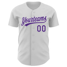 Load image into Gallery viewer, Custom White Purple 3D Pancreatic Cancer Ribbon Authentic Baseball Jersey
