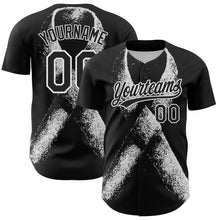 Load image into Gallery viewer, Custom Black White 3D Skin Cancer Ribbon Authentic Baseball Jersey
