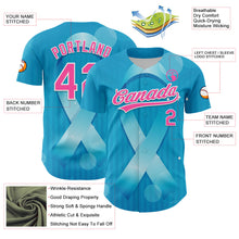 Load image into Gallery viewer, Custom Sky Blue Pink-White 3D Prostate Cancer Ribbon Authentic Baseball Jersey
